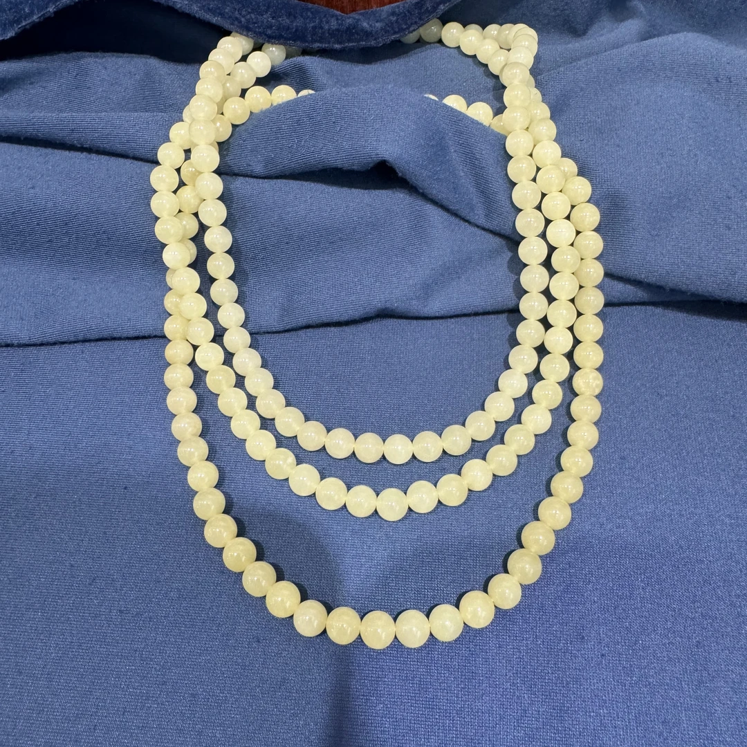 和田玉项链-多样性发一-珠径约8mm左右-HTY042-不退不换