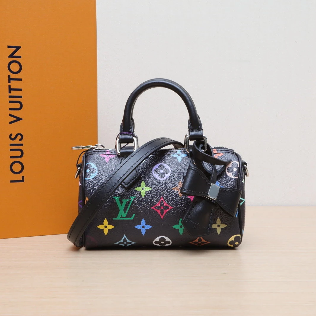 99新 LouisVuitton/路易威登 小花柳 Speedy Nano 16 黑三彩 芯片