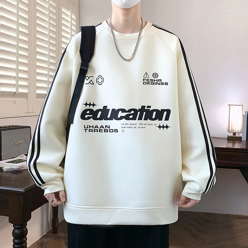 2025春季新款青少年男生美式复古宽松休闲长袖卫衣男装上衣打底衫