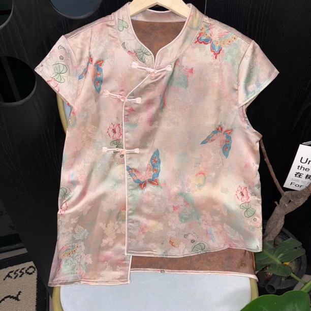 “蝴蝶上衣” 私服定制短袖 提花温婉垂感