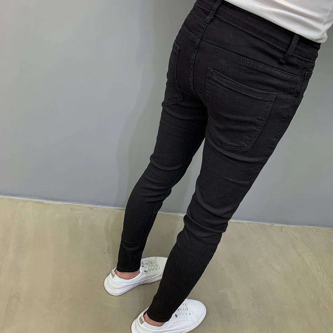 黑色牛仔裤男士春夏季修身小脚装弹力2025新款痞帅休闲裤子紧身