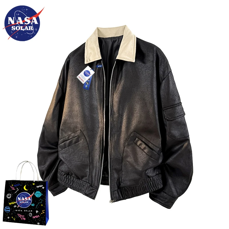 NASA SOLAR港风复古工装夹克男士2025秋季新款痞帅百搭高级感外套