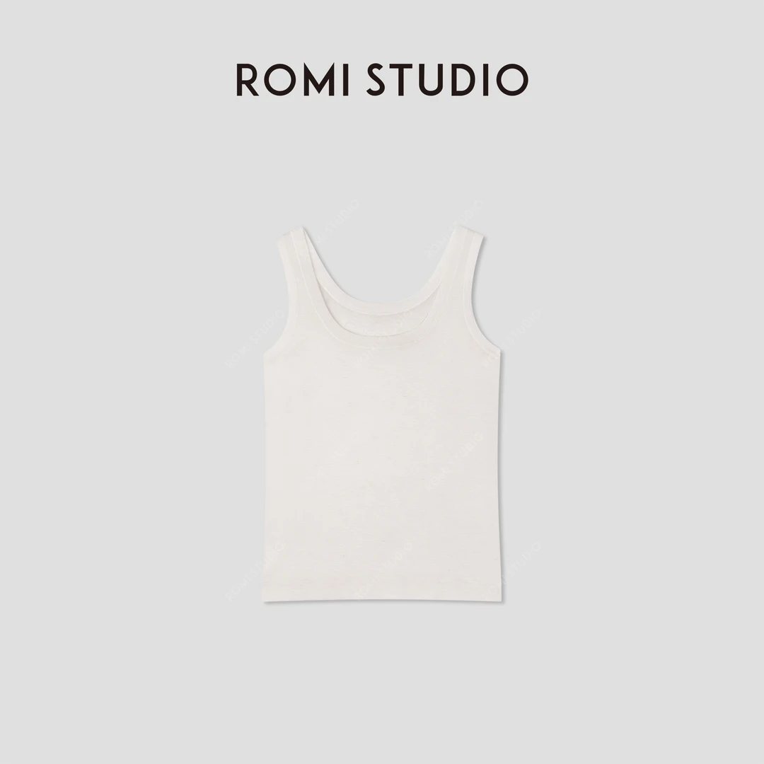 ROMI STUDIO 100%超细支水溶羊毛轻薄舒适U领针织背心 RWCRST3219