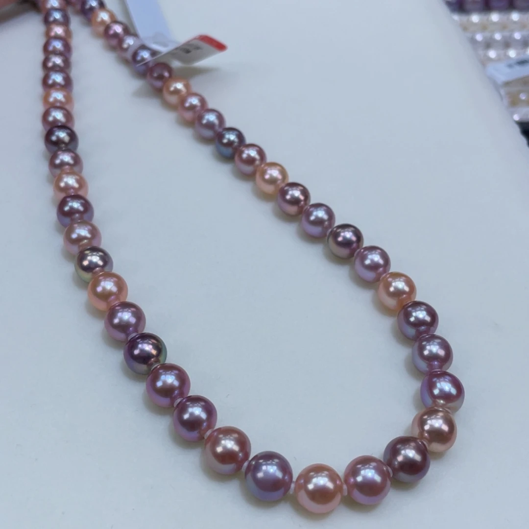 淡水珍珠7.5/8爆亮极强光糖果几乎无暇银S925镶嵌