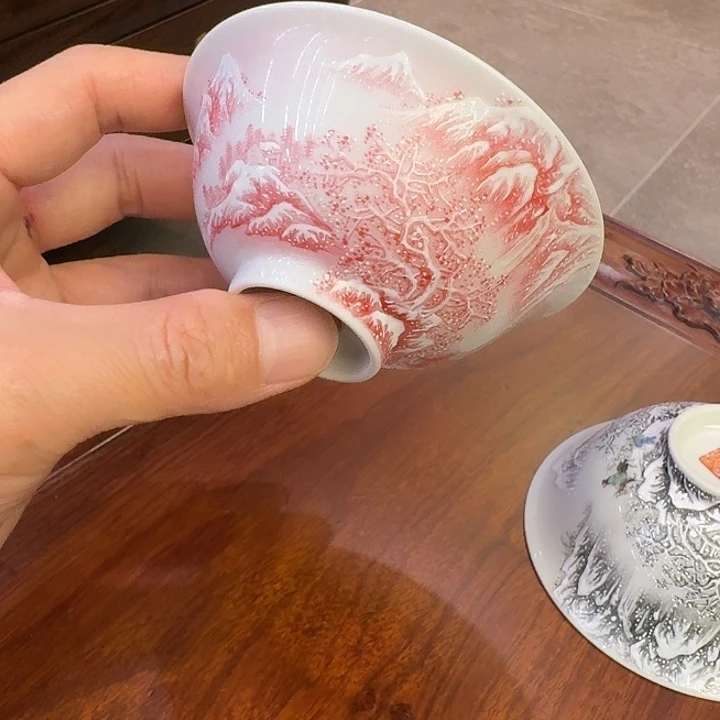 雪景宝石花撇口杯