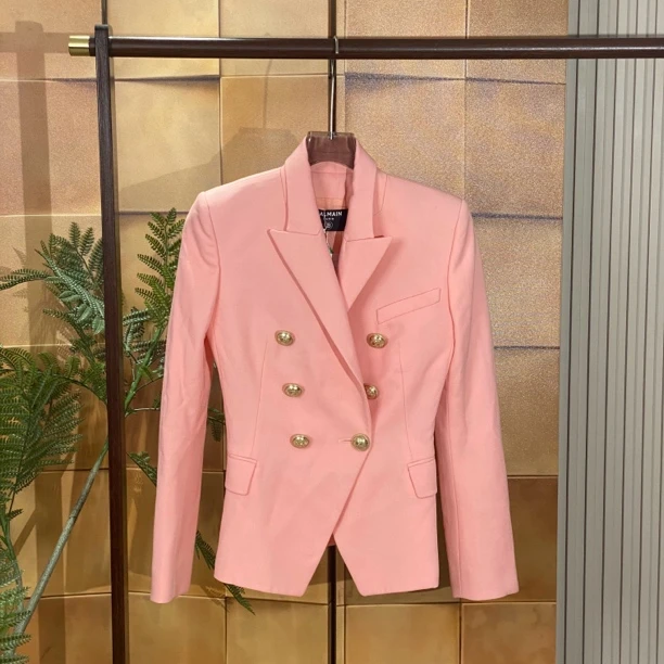 Balmain Paris金扣粉色西装外套/36码/99新/23322