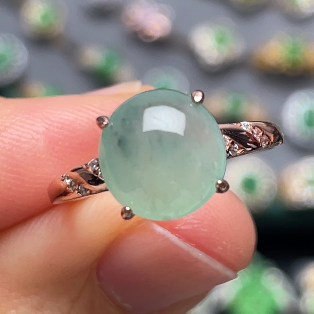 翡翠银S925镶嵌戒指纯天然缅甸翡翠A货