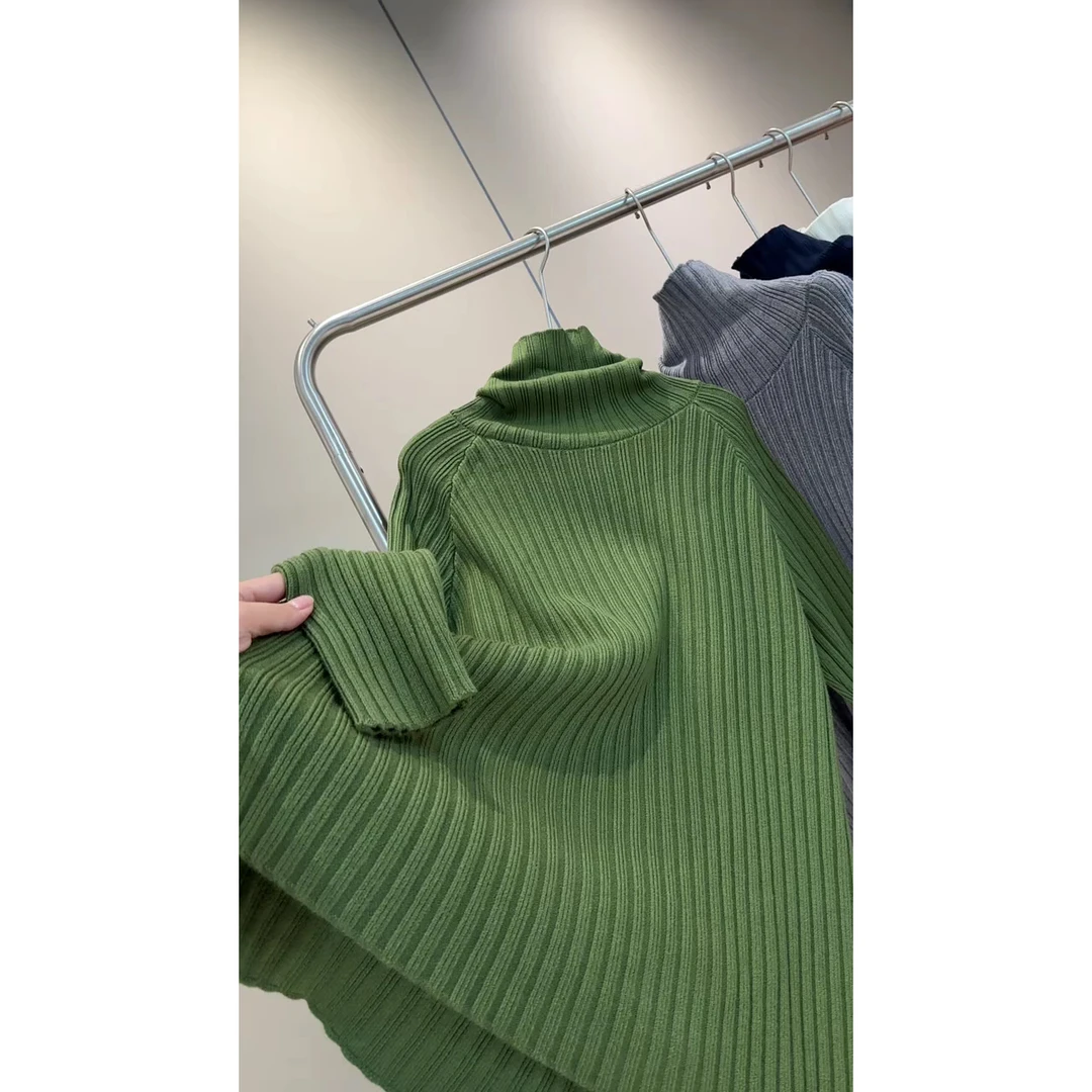 堆堆领坑条净版高领插肩欧韩毛衣2025年新款秋冬厚款高领毛衣