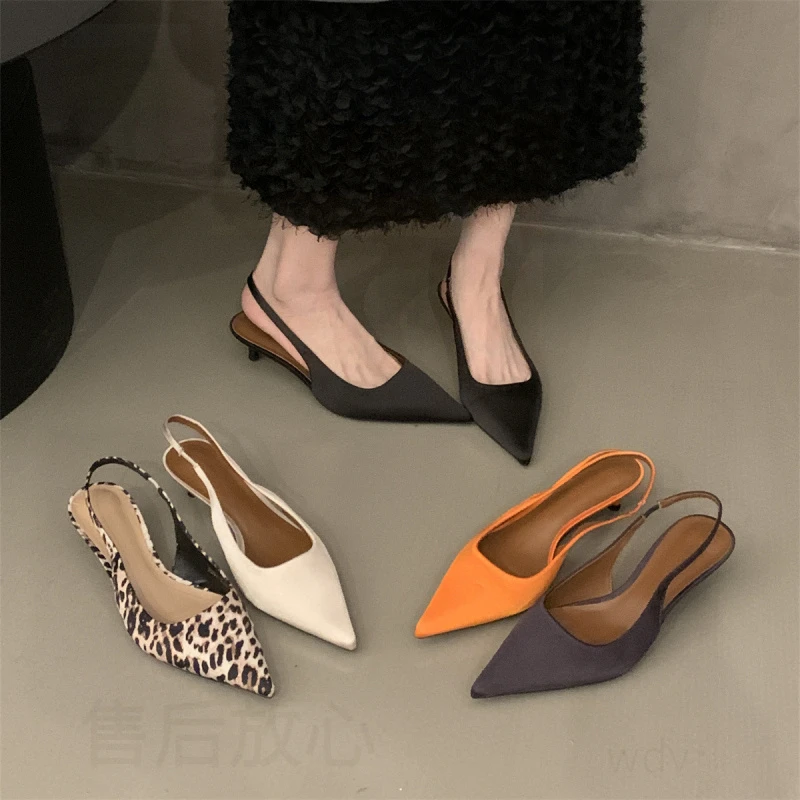 小众高级感包头2025年凉鞋女鞋子新款细跟春秋不累脚尖头后空单鞋