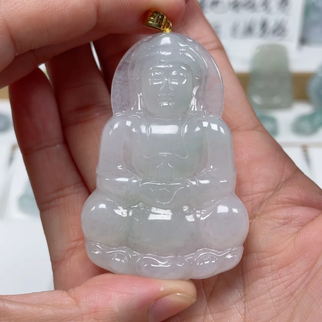 翡翠颈饰未镶嵌天然翡翠A货观音20号