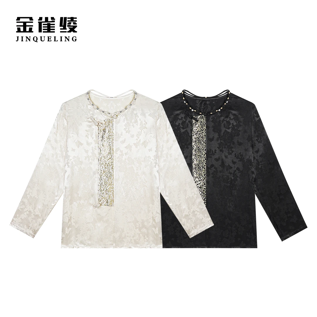 金雀绫【锦上添花】轻奢时尚百搭提花重工艺衬衫SZ1S31