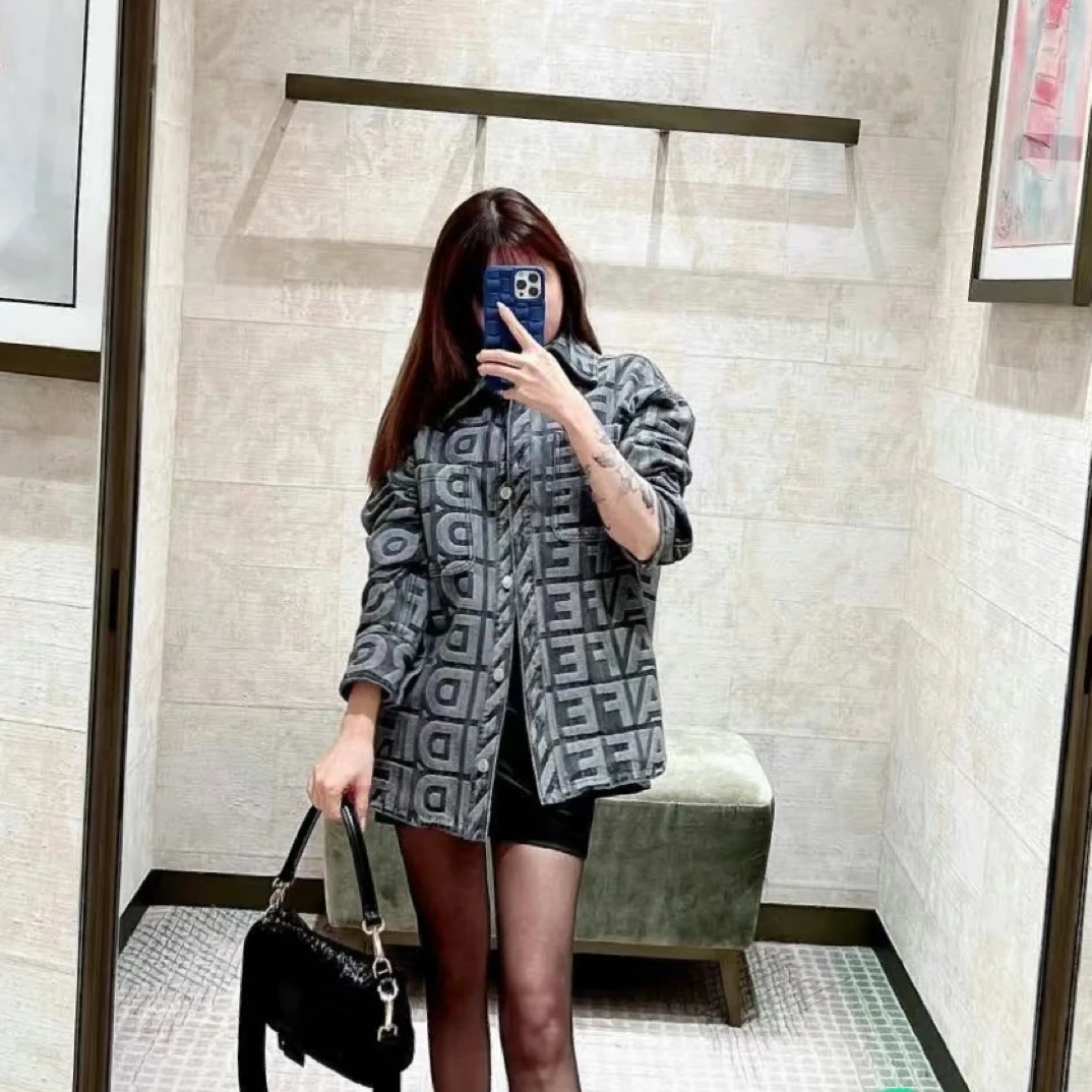 99新 FENDI/芬迪 葡萄籽奢潮/FENDI提花针织牛仔外套/38短款夹克