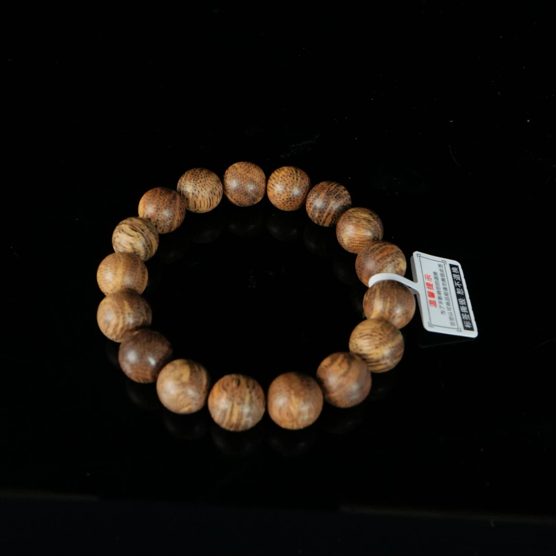 DY-B6617 老西马软丝虎斑棋沉香85分沉手串 1.29cm 14.89g