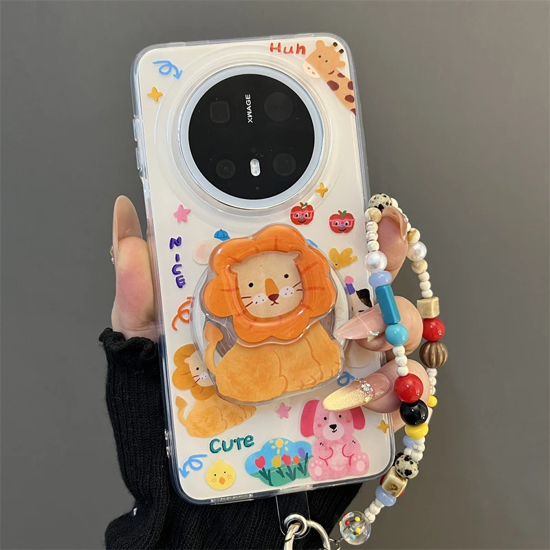 涂鸦动物园狮子磁吸支架适用华为mate70/60pro+手机壳pura70pro女