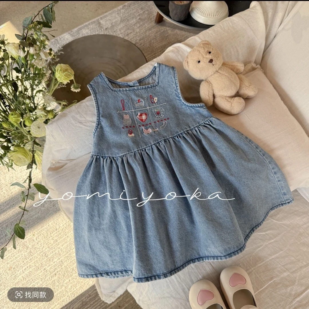 【热推爆款】女童儿童韩版夏季薄款牛仔公主宝宝新款洋气背心牛仔裙