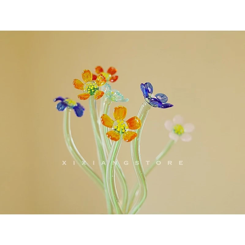 草原上的小野花手工玻璃小花束日本出口装饰小众摆件