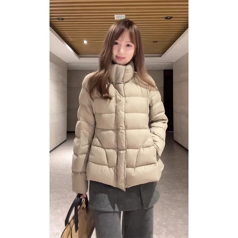 韩系立领收腰廓形排骨短款棉服女冬季新款加厚保暖面包服轻薄外套