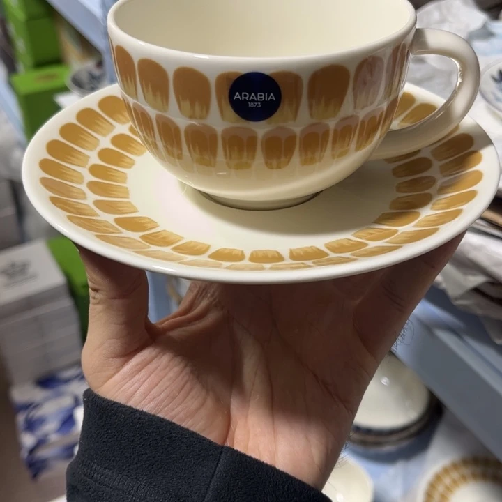 24h复古黄咖啡杯碟（全新微矿点自用无影响介意慎拍）