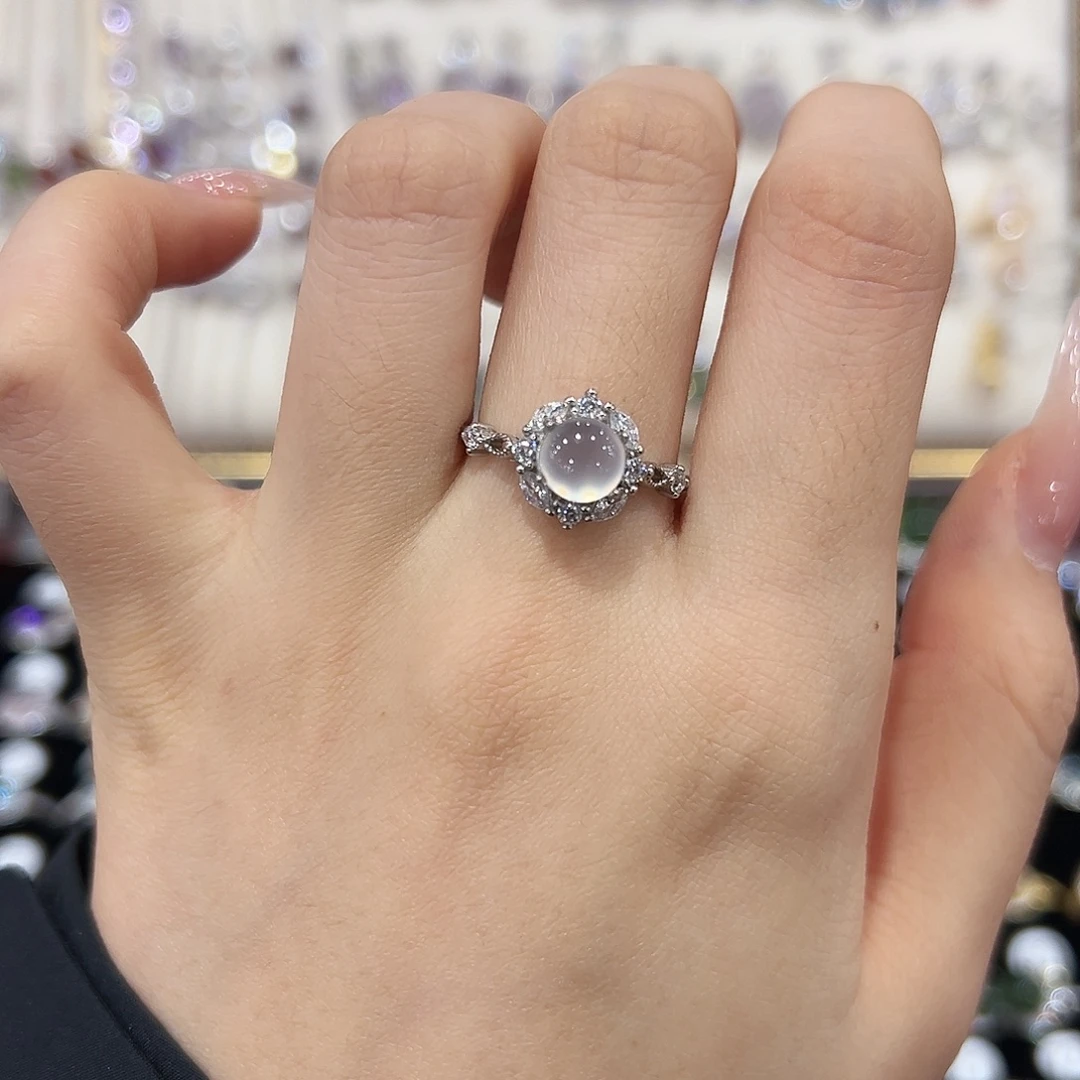 岫玉银S925镶嵌戒指