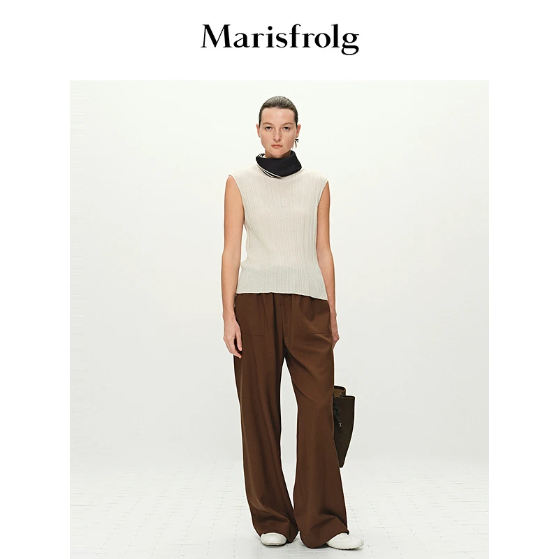 Marisfrolg玛丝菲尔时尚复古简约休闲设计师女士裤子A1FZ13125