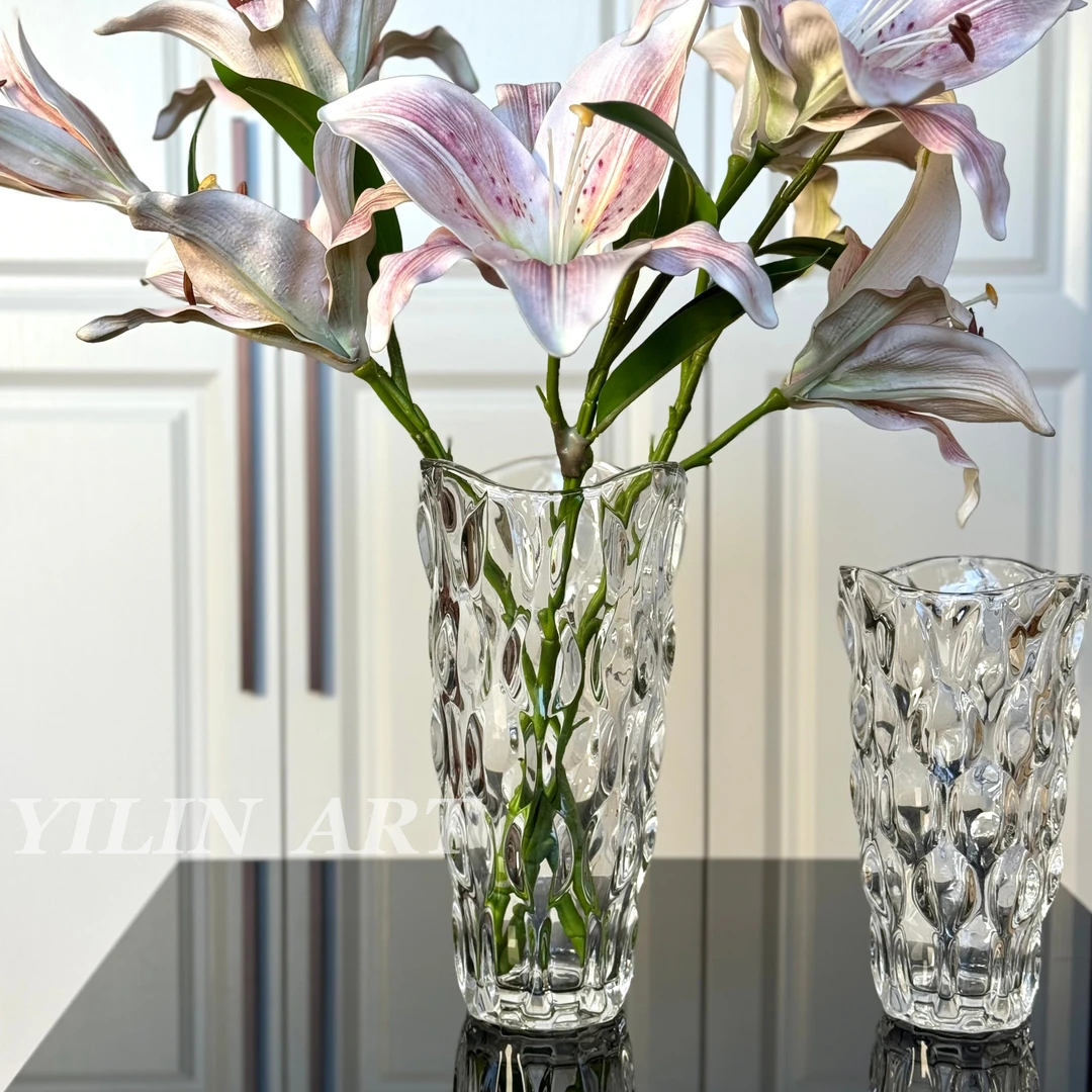 北欧轻奢水晶玻璃花瓶透明客厅酒店插花玫瑰百合鲜花装饰花器摆件