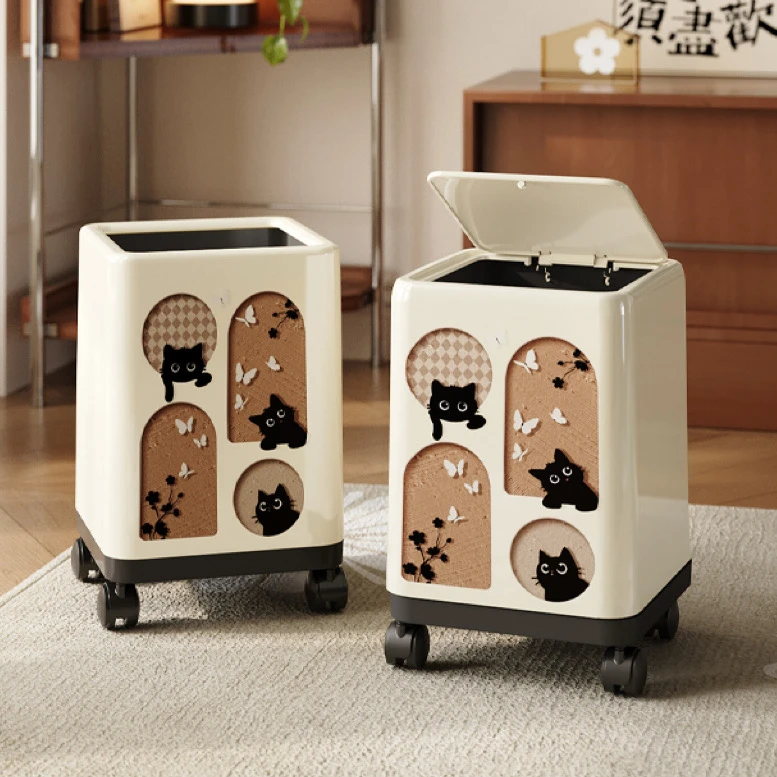 美世达垃圾桶中古风家用高颜值现代客厅卧室轻奢高档带盖双层TZ