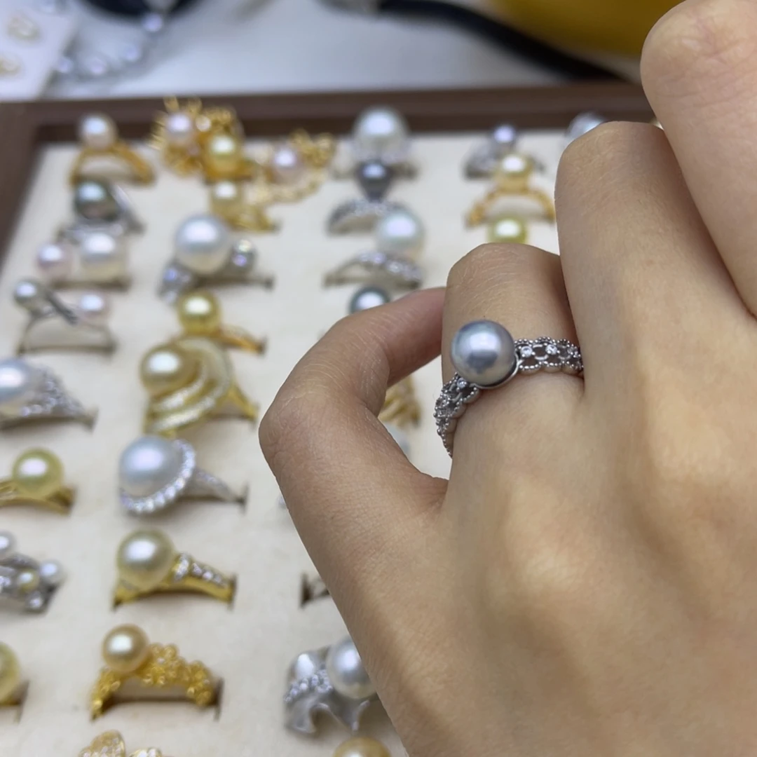 海水珍珠戒指银S925镶嵌
