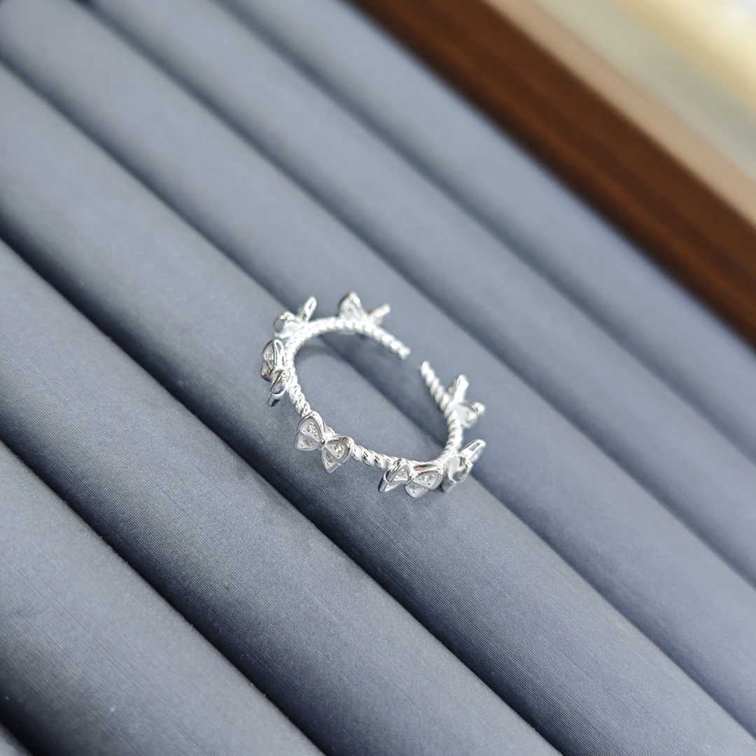 足银戒指 蝴蝶锆石925银戒指5672