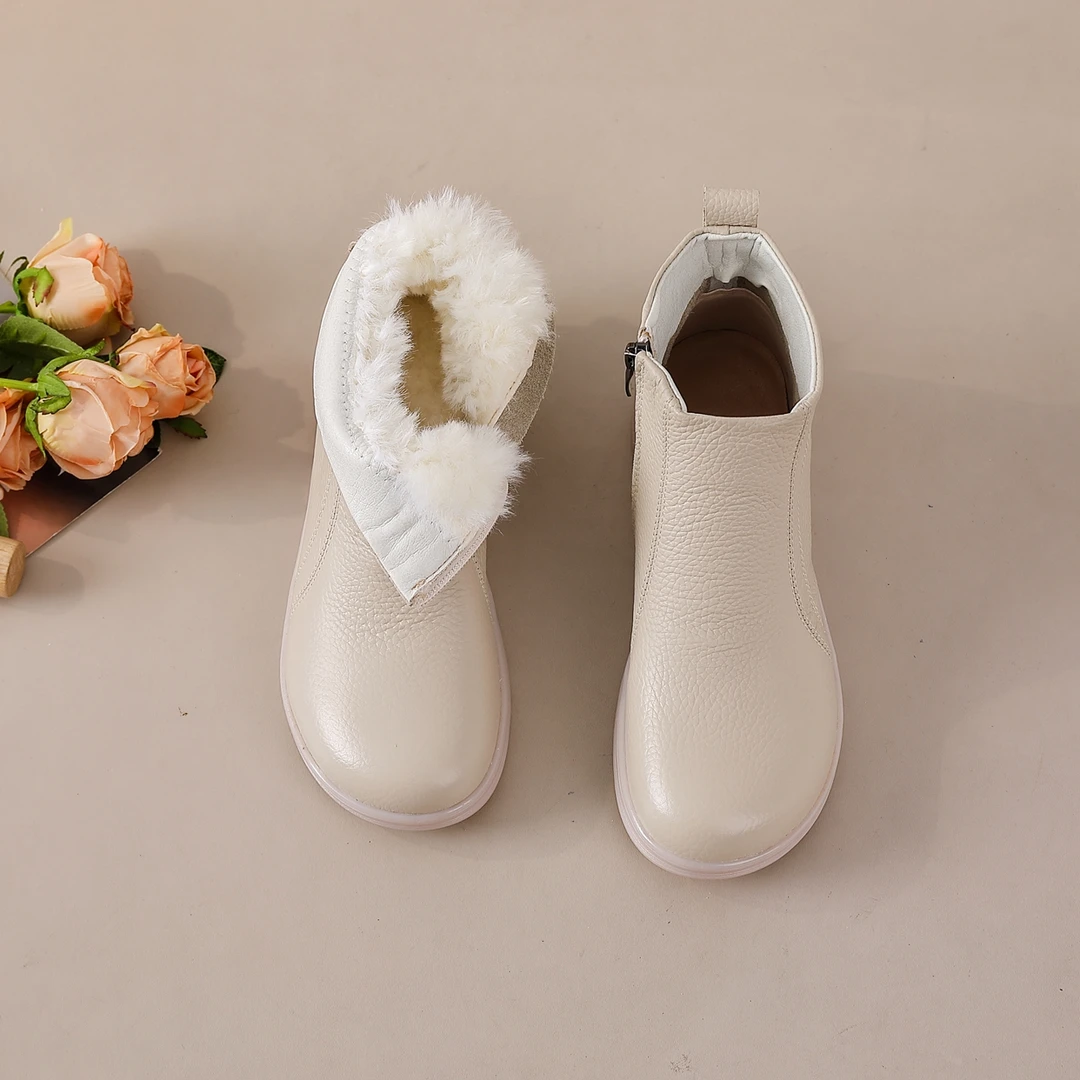 头层牛皮羊毛靴冬季加绒皮毛一体雪地靴女短靴靴子真皮软底妈妈鞋