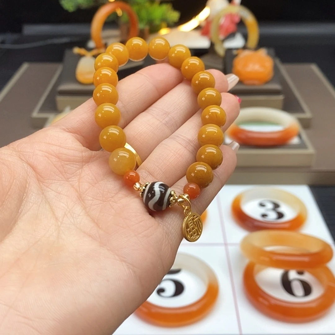 未镶嵌石英质玉（黄龙玉）手串
