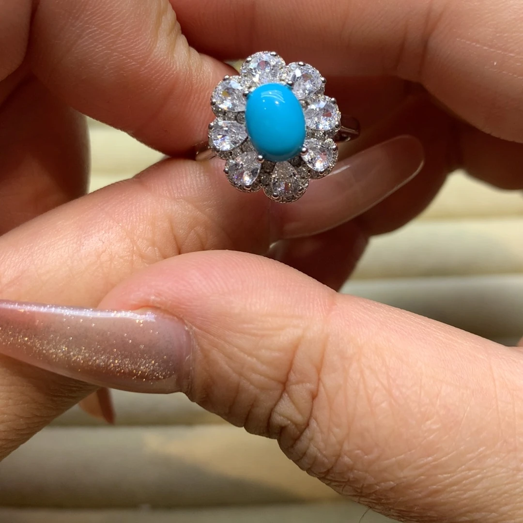 银S925镶嵌绿松石戒指