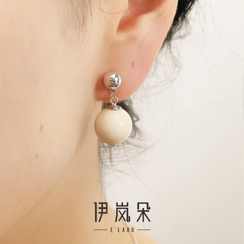 925银耳饰 伊岚朵【设计师】白化石耳环｜原创小众设计高级耳钉高知