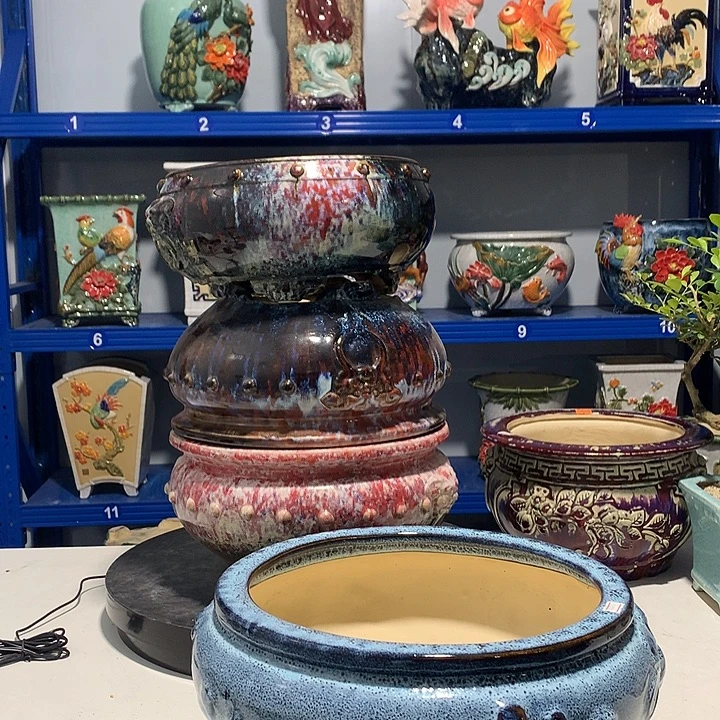 三***园高温粗陶石湾花盆