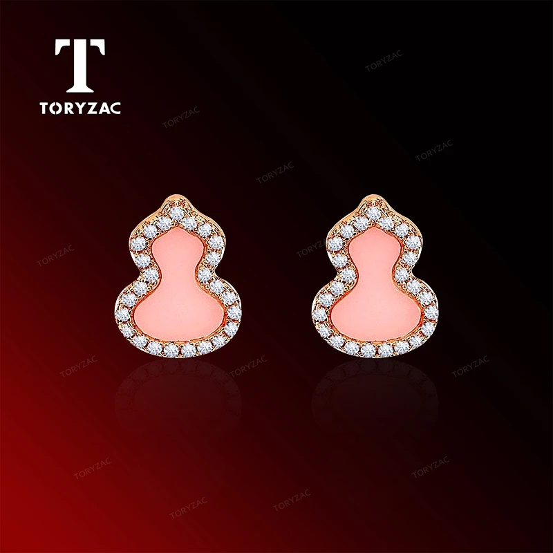 镀k金 粉贝 925银针 粉色福禄新中式精致耳钉  1243