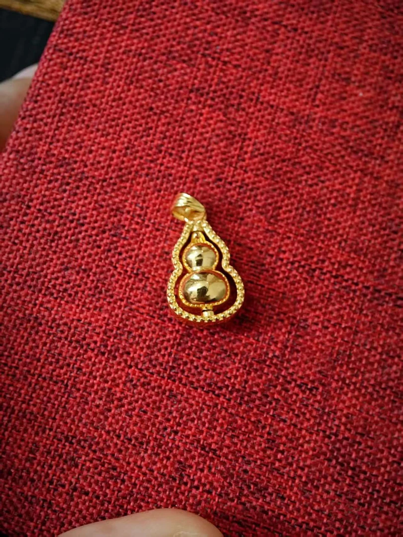 足金999纯黄金亮面葫芦吊坠L（微瑕价格）