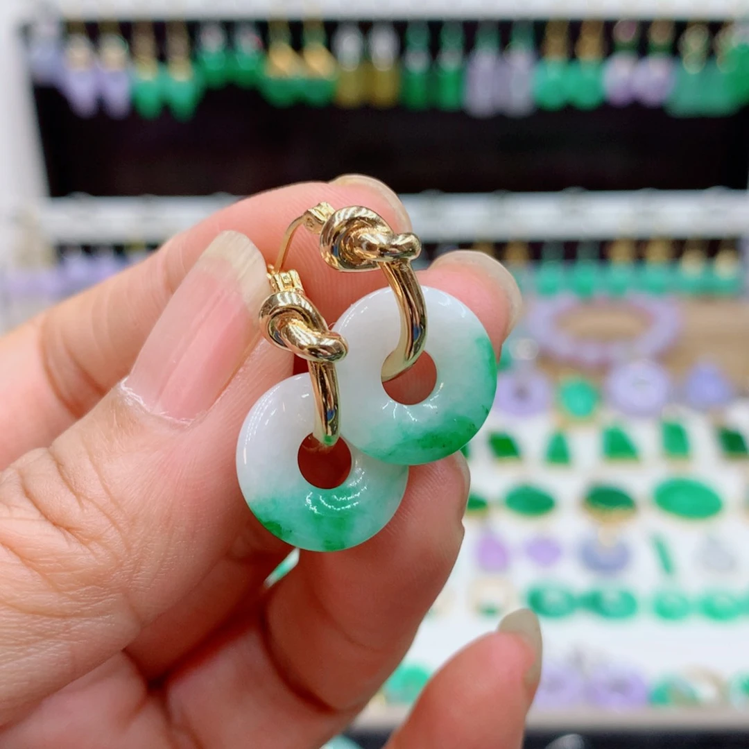 翡翠18K金镶嵌耳饰展*的