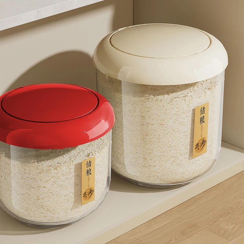 家用大容量米桶厨房防潮储粮桶透明米箱杂粮桶轻奢多功能收纳桶