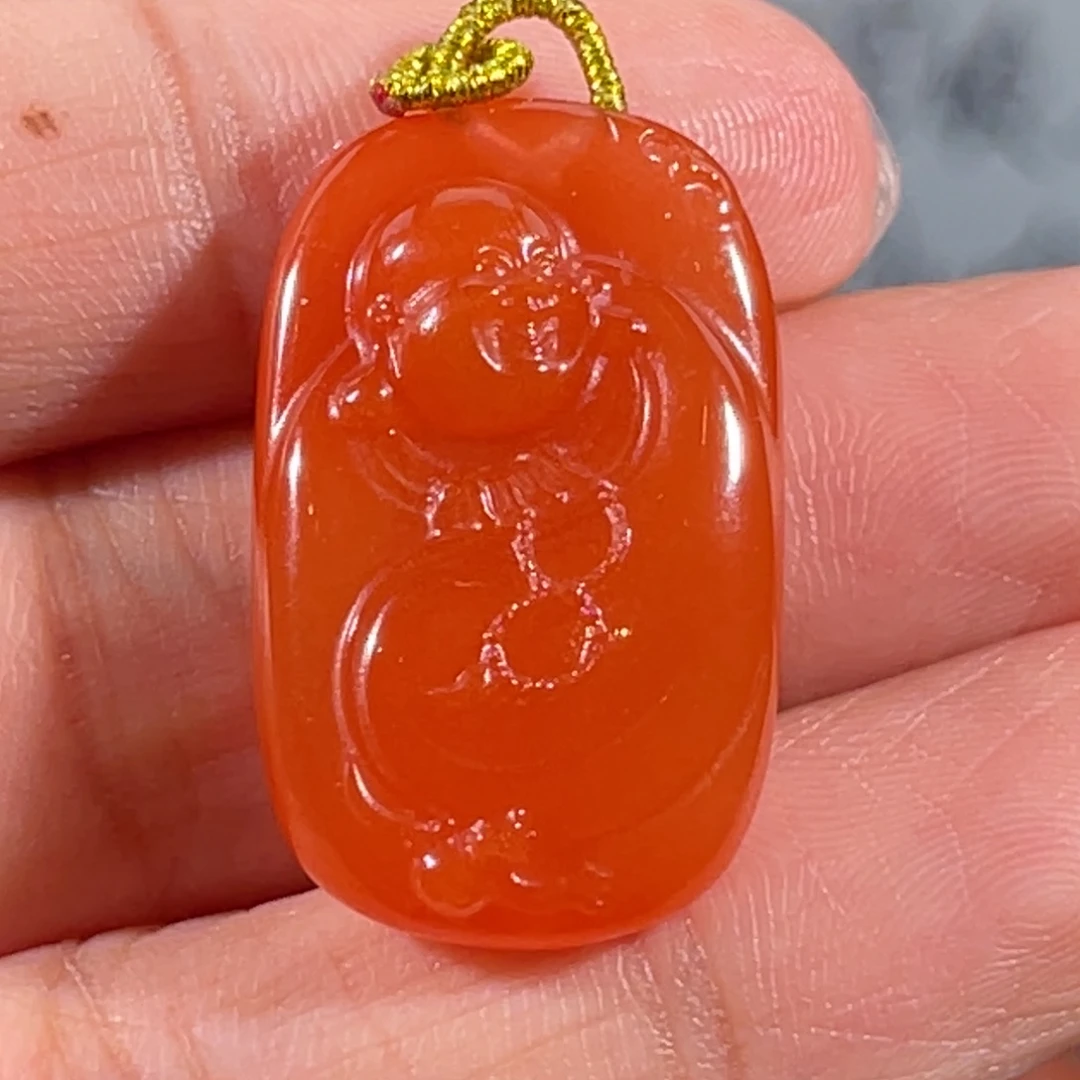 南红玛瑙未镶嵌大黑洞佛公牌26.6*16.6**7.5mm