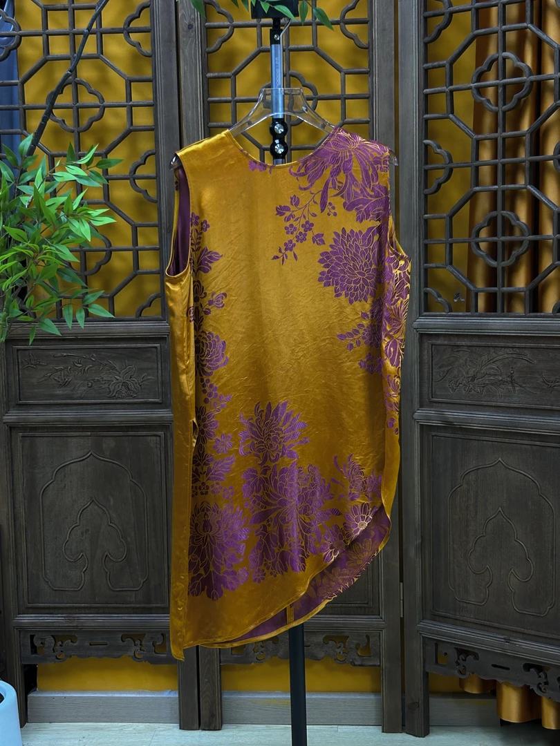 新中式老缎无袖上衣