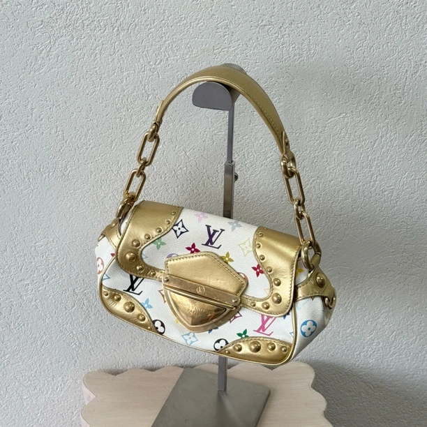 95新 LouisVuitton/路易威登 白三彩小号梦露单肩腋下包 063830