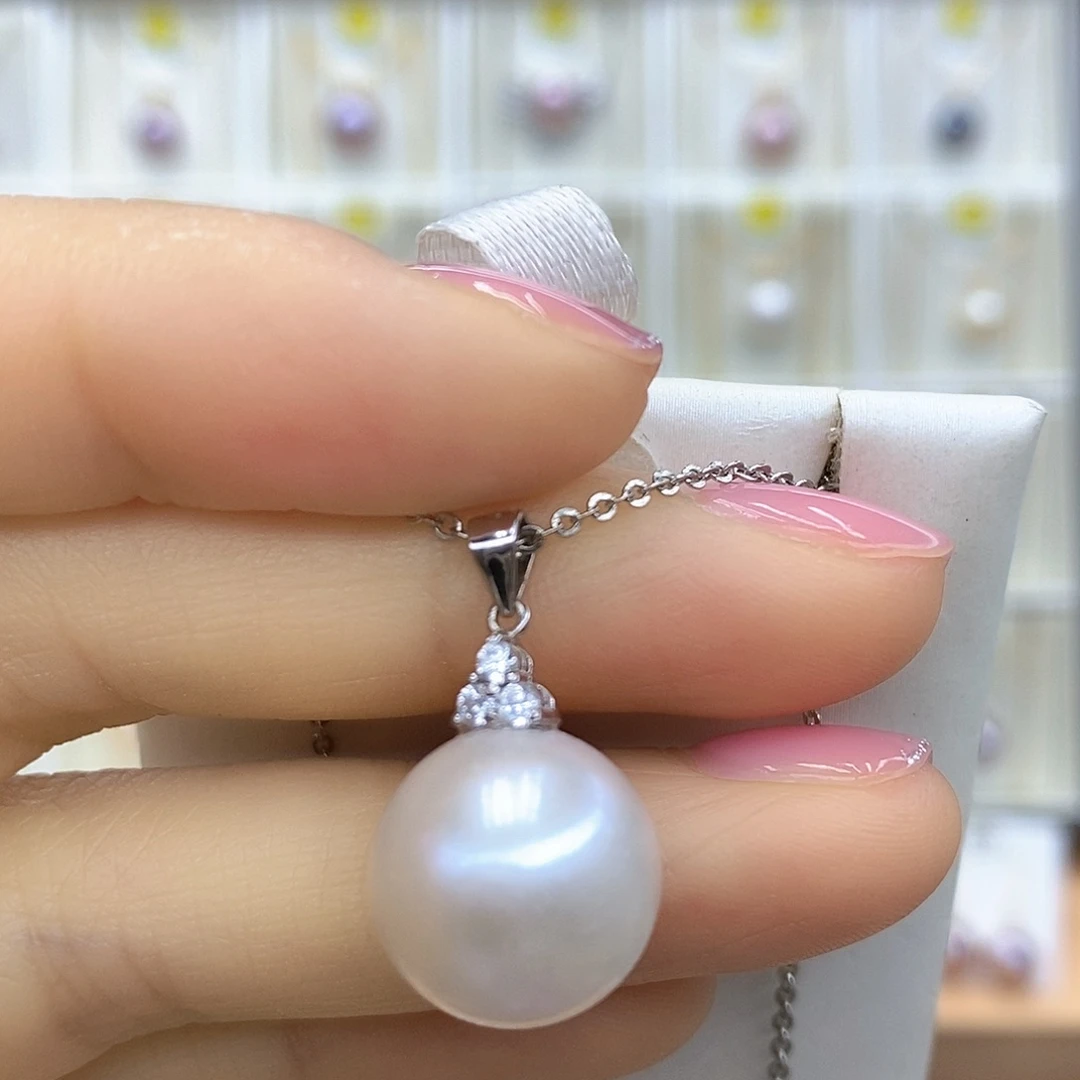 淡水珍珠银S925镶嵌吊坠(赠链)