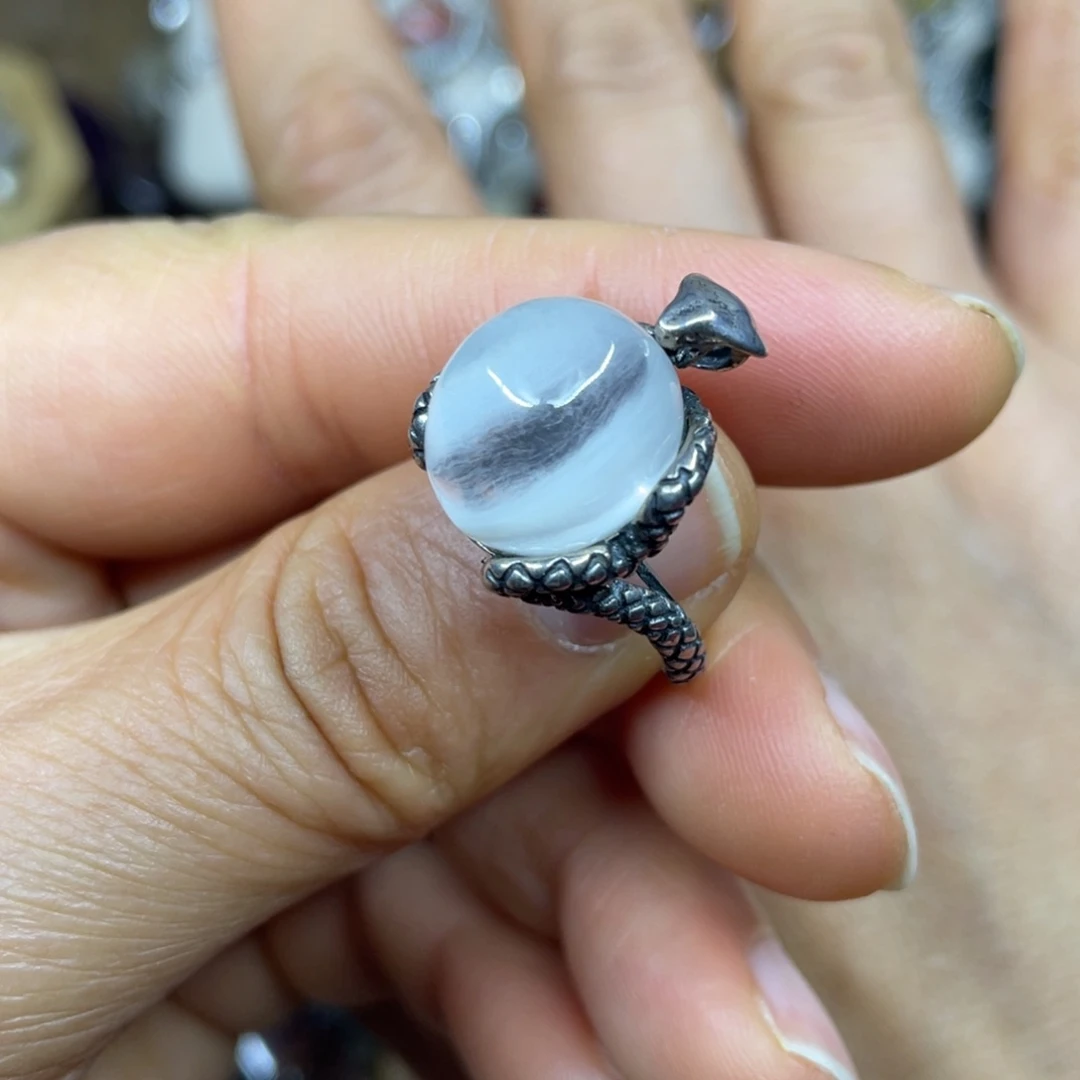 【闪购商品】银S925镶嵌珠宝半成品水晶戒指