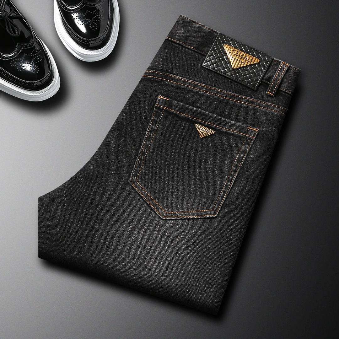洛尼提日亚2025秋冬新款牛仔裤男士时尚休闲潮牌男装裤子深色水洗