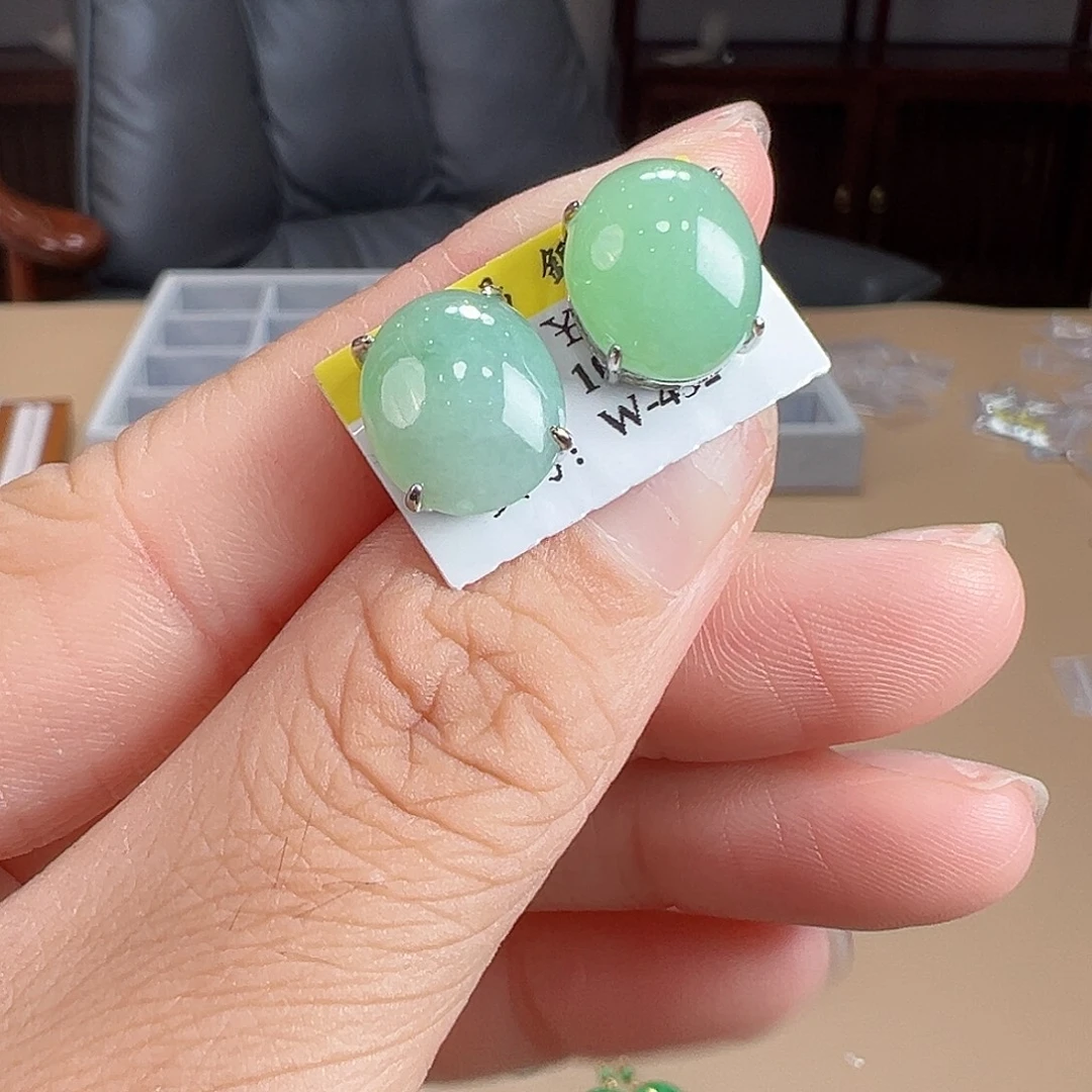 翡翠银S925镶嵌耳饰耳饰59