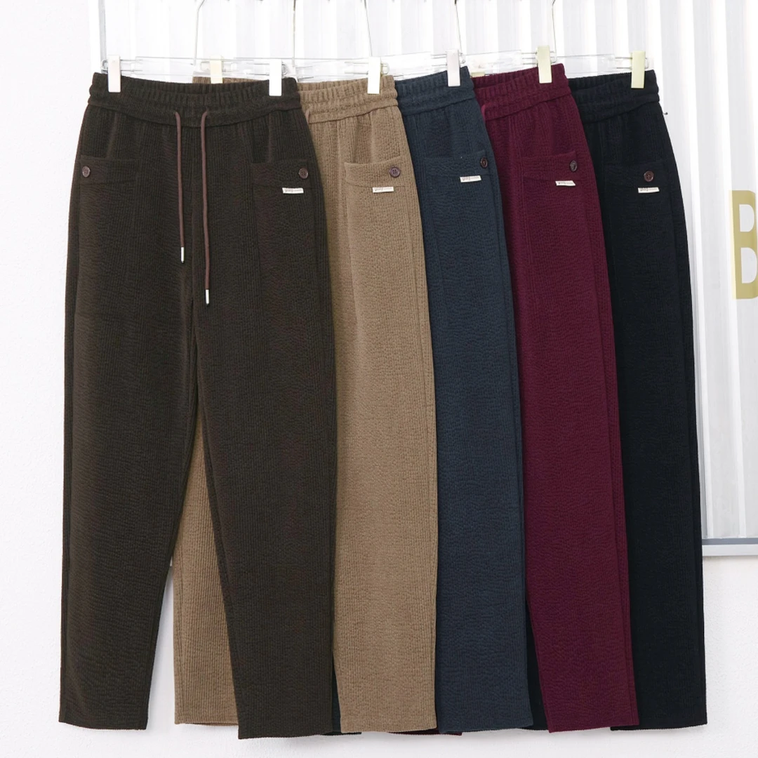 羽貂绒9907冬季新款加绒中年妈妈裤高腰显瘦哈伦裤