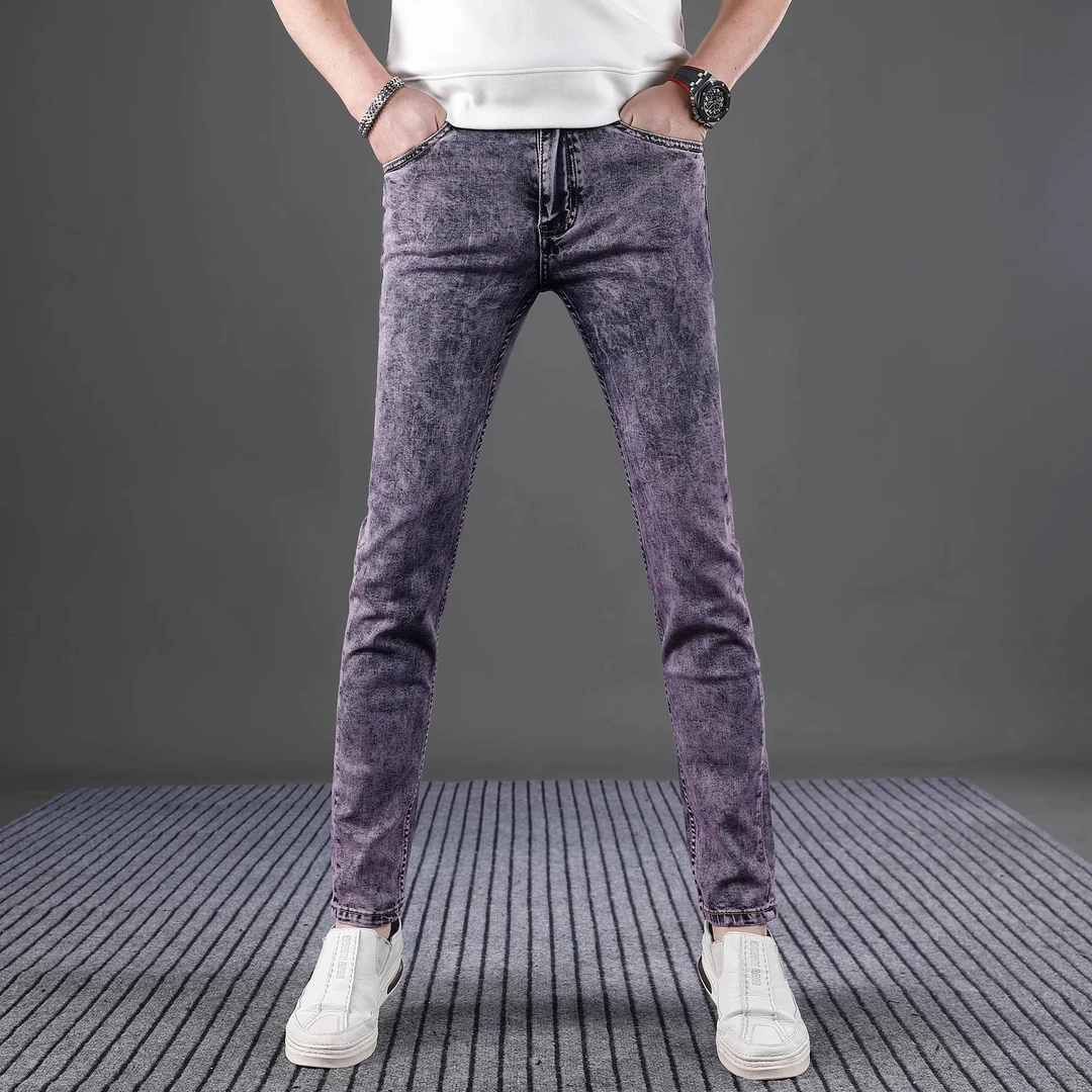 轻奢潮牌男士牛仔裤男款爆款2025新款夏季修身小脚高端弹力裤子男