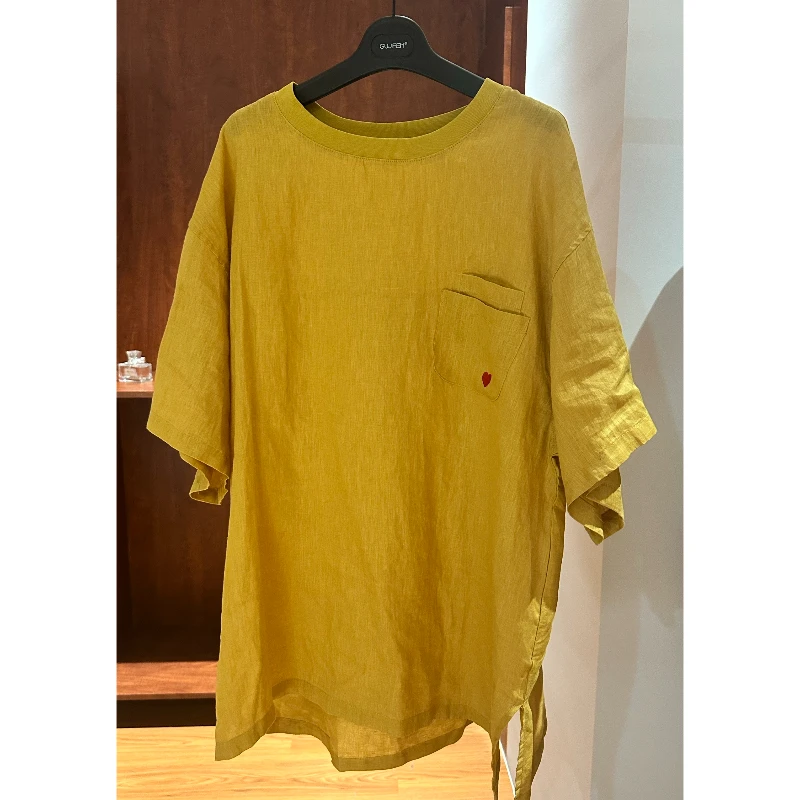 GU JIFEN｜梵高麦田诗｜夏季复古小众口袋爱心刺绣设计休闲T 55387