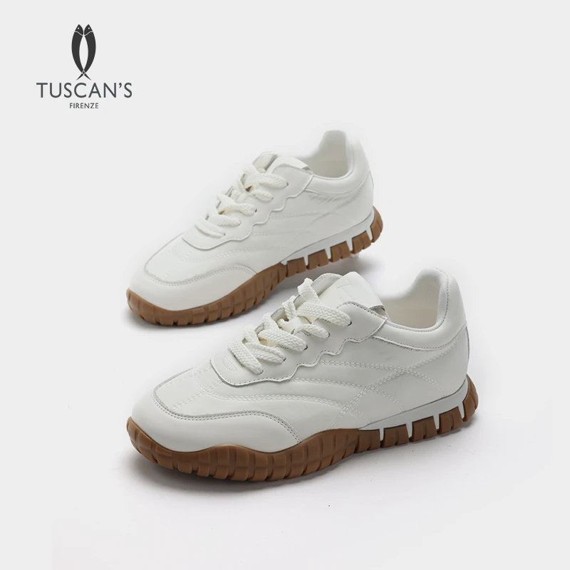 TUSCAN'S时尚百搭真皮春季舒适牛皮阿甘鞋低帮小白鞋时代集团