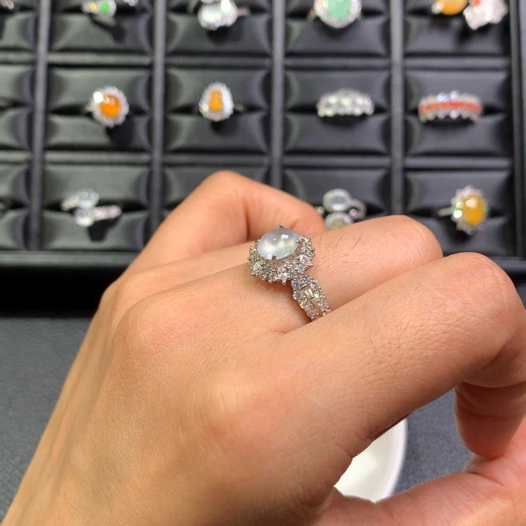 翡翠银S925镶嵌戒指