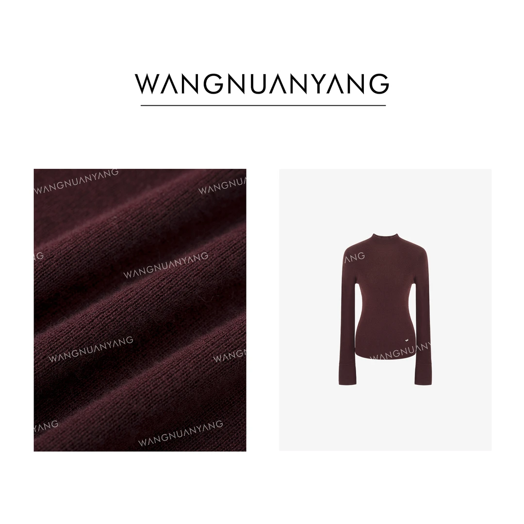 【王暖阳】半糖云朵|开叉喇叭袖羊毛混纺半高领金属小扣针织衫